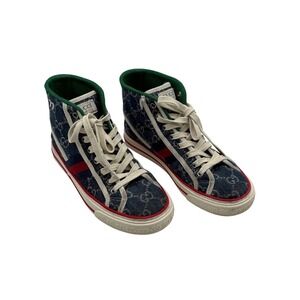 Gucci Tennis 1977 Blue Denim High-Top Sneakers Size EU 5.5
